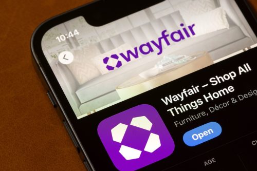 Wayfair app is seen in the App Store on an iPhone