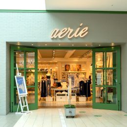 an Aerie storefront that's white brick