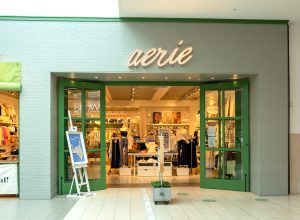 an Aerie storefront that's white brick