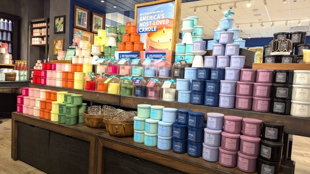 Bath And Body Works Candles Fragrances Rainbow Colorful Display In Store