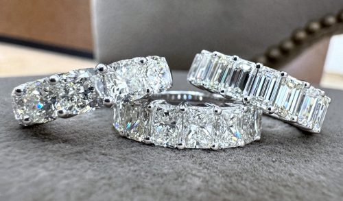 three diamond band rings