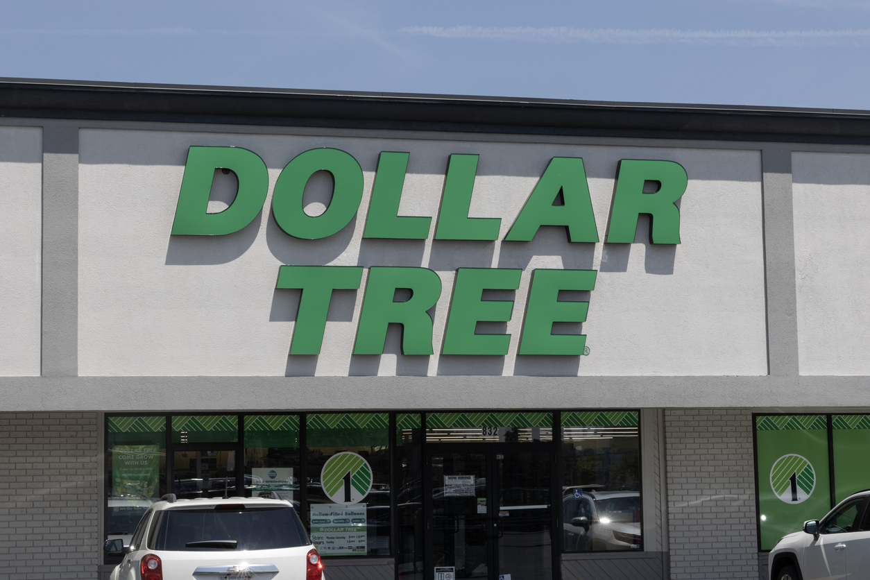 The storefront sign of a Dollar Tree