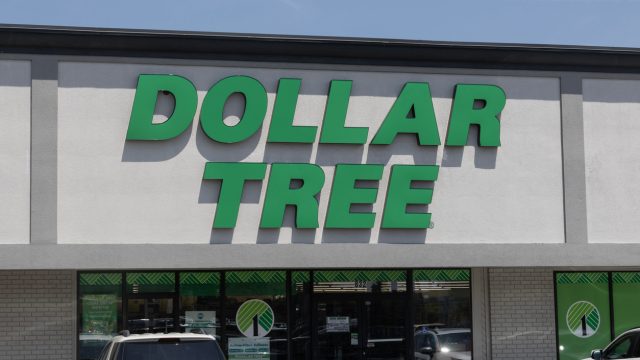 The storefront sign of a Dollar Tree