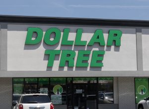 The storefront sign of a Dollar Tree