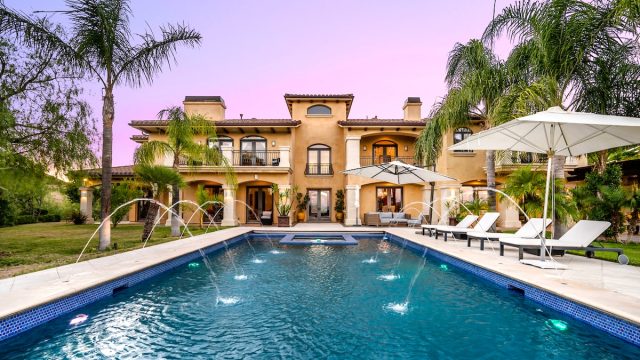 mansion in Hidden Hills California with a big pool