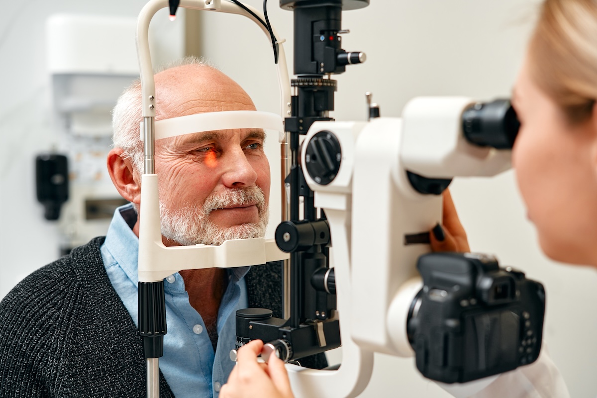 mature man getting an eye exam