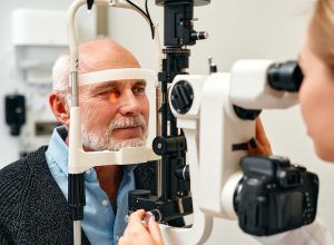 mature man getting an eye exam