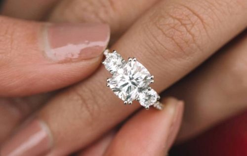 three-stone diamond engagement ring 