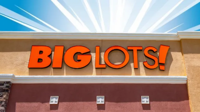 big lots storefront with a blue background