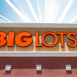 big lots storefront with a blue background