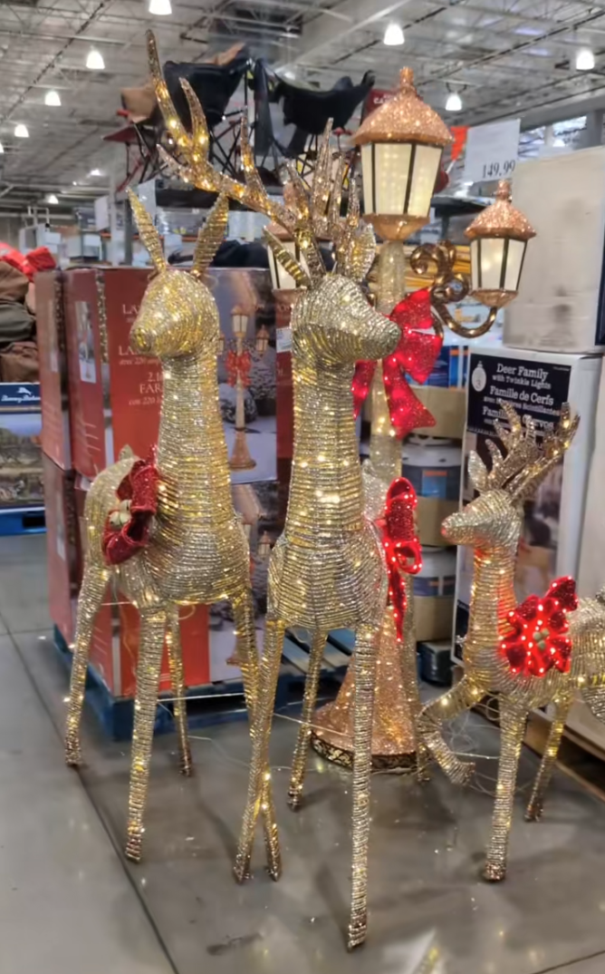 A set of light-up reindeer at Costco