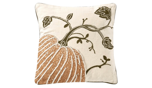 embroidered pumpkin pillow