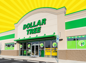 dollar tree store on a yellow background
