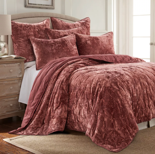 burnt red velvet comforter