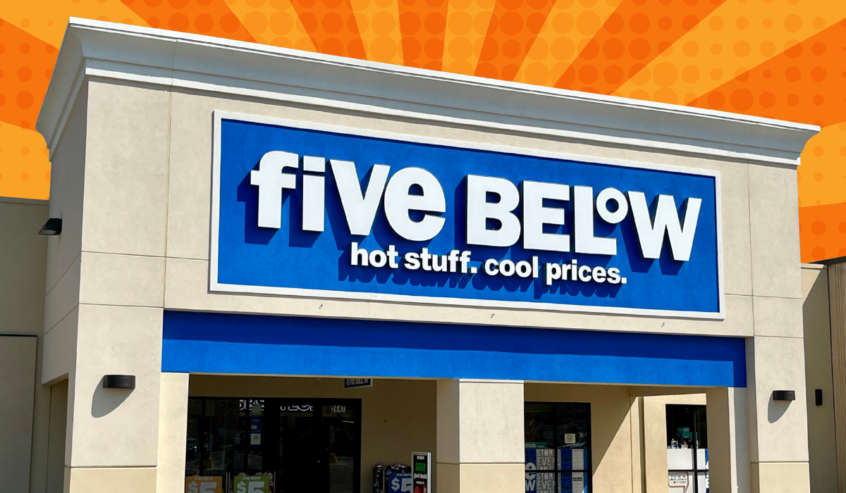 five below store with an orange background