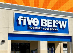 five below store with an orange background