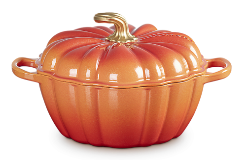 Le Creuset Pumpkin Cocotte with Gold Knob Lid