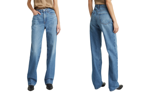 model wearing Frame jeans