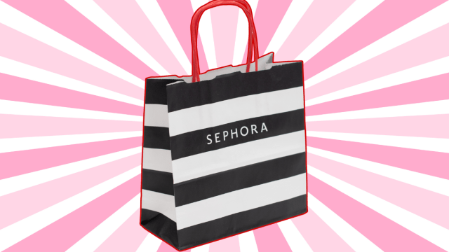 sephora shopping bag on a pink background