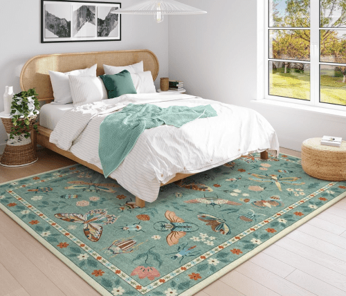 stylish bedroom with rug