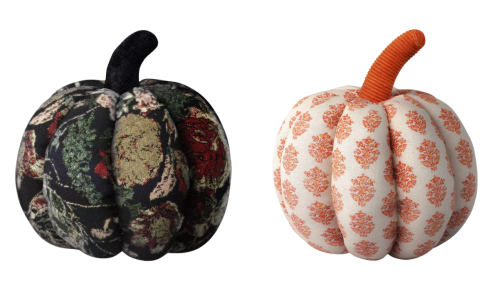 patterned pumpkin-shaped throw pillows