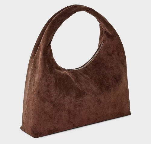 brown faux-suede purse