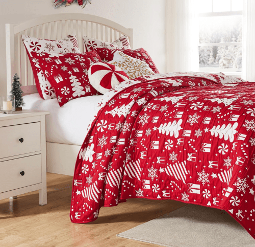 red christmas tree comforter set from Walmart