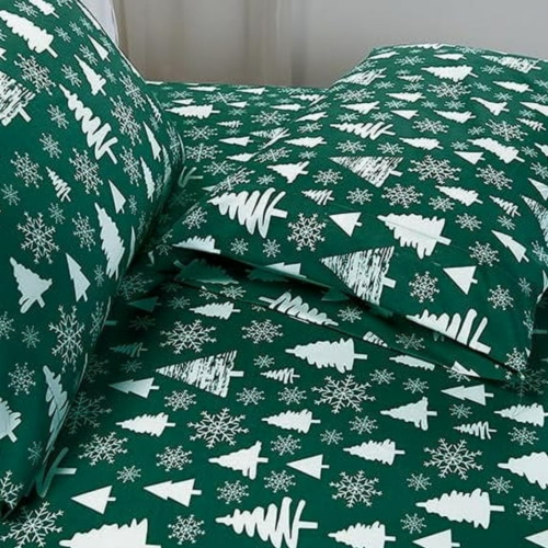 green christmas tree sheet set from Walmart