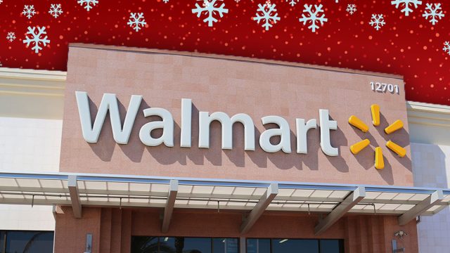 walmart store with a red snowflake background