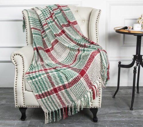 christmas throw blanket on a chair
