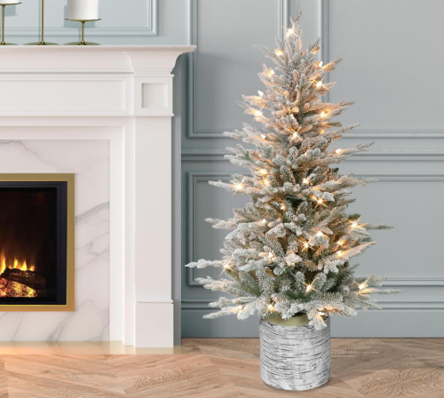 small faux flocked christmas tree