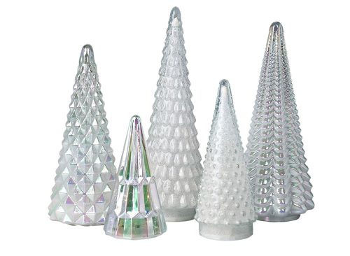 Berkley Jensen 5-Pc. Glass Christmas Trees Set with LED Lights