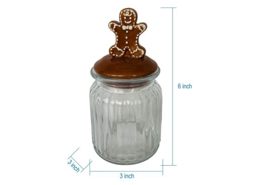 Ceramic and Glass Gingerbread Christmas Cookie Jar