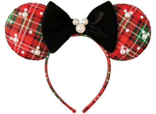 Disney Premium Holiday Character Accessories - Plaid Pearl Headband