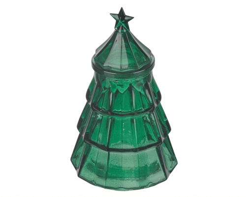green glass christmas tree