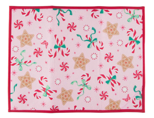 pink christmas drying mat