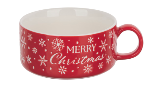 red merry christmas soup mug
