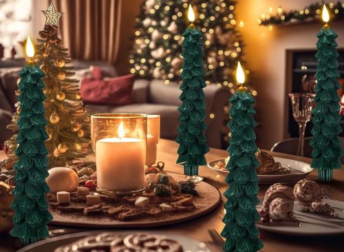 Flameless Taper Candles Christmas Tree Shaped Candle Lights
