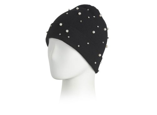 HANNAH ROSE Merino Wool Faux Pearl And Rhinestone Hat