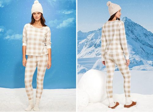 High-Waisted Printed Waffle Pajama Leggings for Women