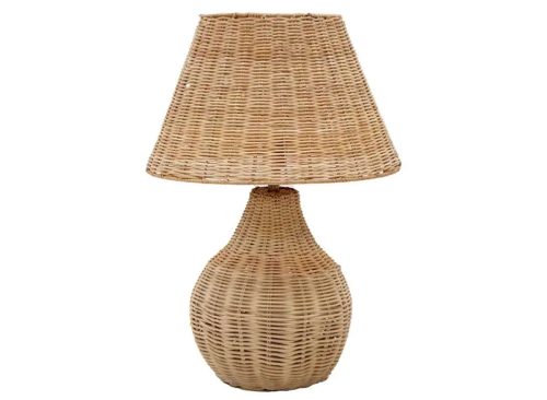 Honeybloom Natural Weaving Rattan Small Table Lamp with Shade