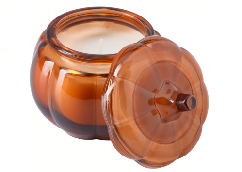 glass pumpkin candle