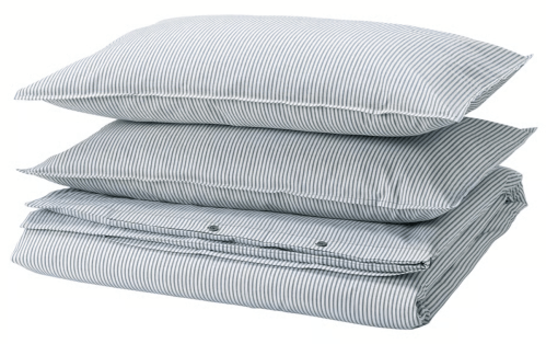 blue and white striped duvet set