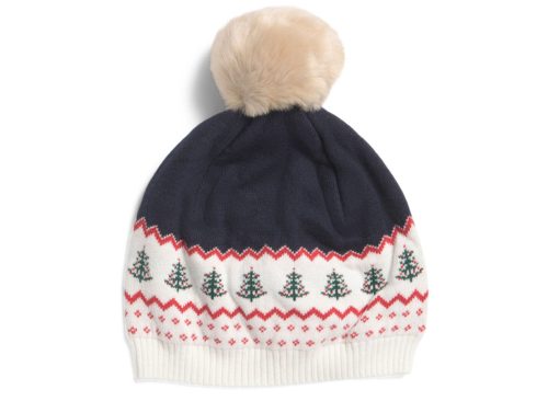 JANIE AND JACK Tree Fair Isle Pom Pom Beanie