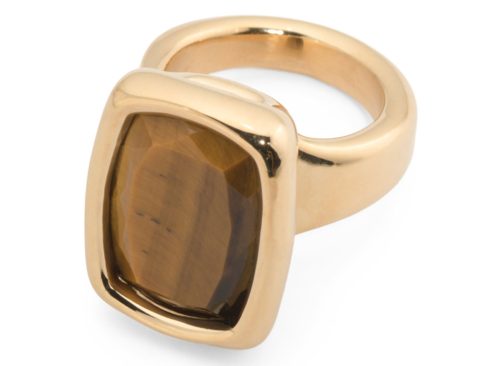 MILOR GOLD Made In Italy 14kt Gold Tiger's Eye Ring