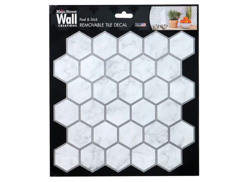 Main Street Wall Creations Marble Silver Hexagon Tile Decals, 8.125x8.125 in.