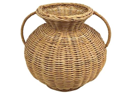 Natural Woven Rattan Vase, 10"