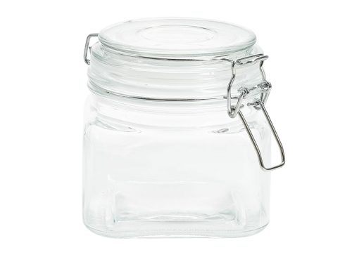 Square Glass Jar With Clasp Lid