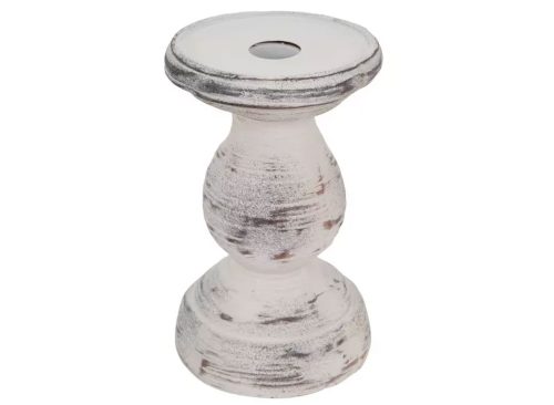 Whitewash Pedestal Taper & Pillar Candle Holder