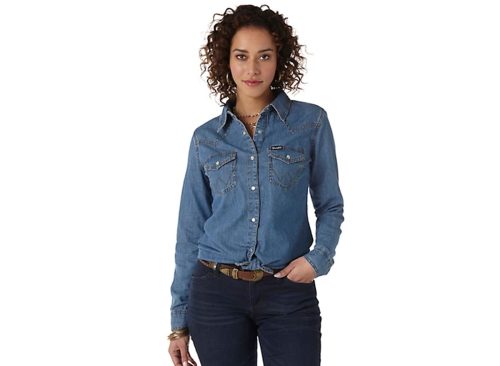 Wrangler Women's Western Denim Snap-Front Shirt
